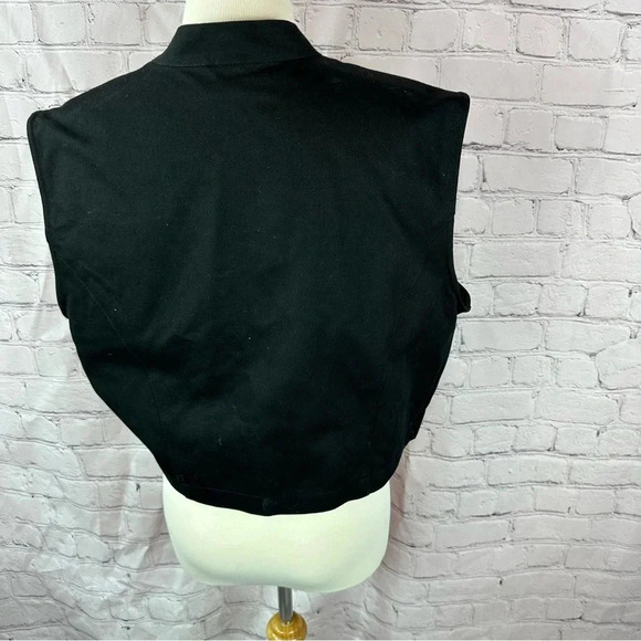 vintage cactus flower western boho denim vest sz XL leopard print accent - Picture 3 of 8